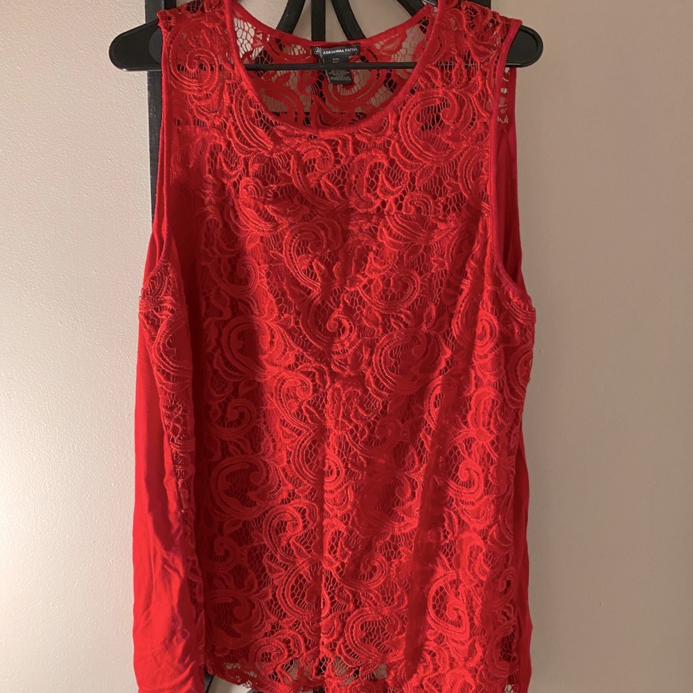 Beautiful Adrianna Papell Lace Red Tank-Top